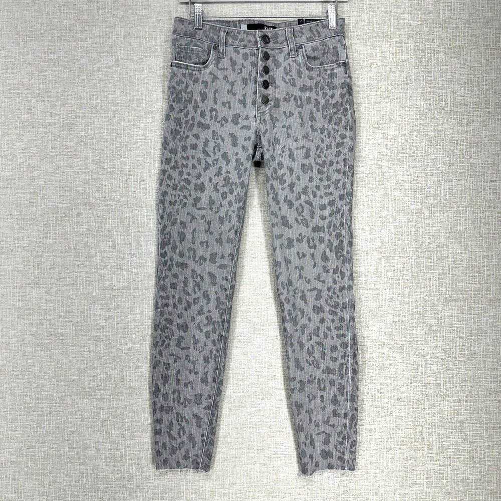 Kut From The Kloth Connie Ankle Skinny Jeans Women Size 0 Gray Leopard High Rise